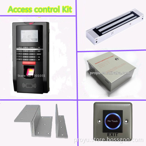 RF card fingerprint biometric time attendance access controller kit Magnetic Lock, ZL bracket, door button, power supply